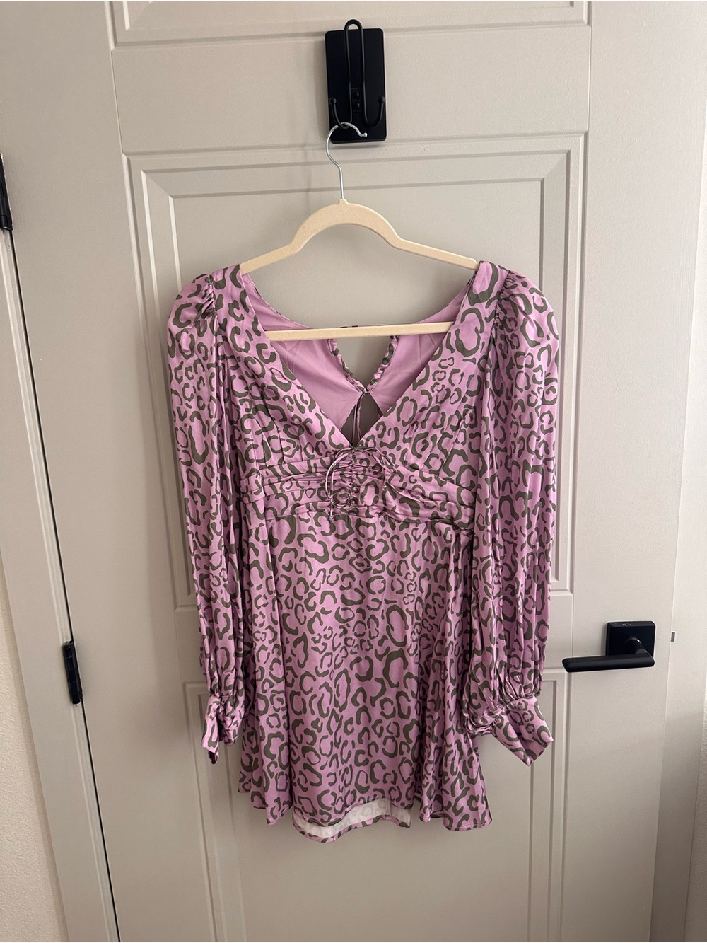 For Love & Lemons Purple Leopard-Print V-Neck Mini Dress